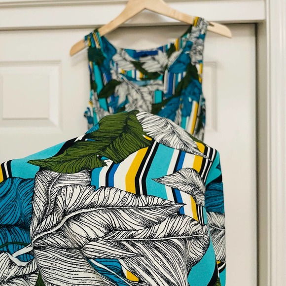 Apt. 9 Sleeveless Maxi Dress Striped Blue Green Floral - Picture 4 of 9